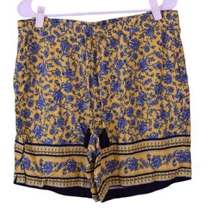 J.Jill Yellow Blue Floral French Country Pull on Shorts Summer Southern Belle M
